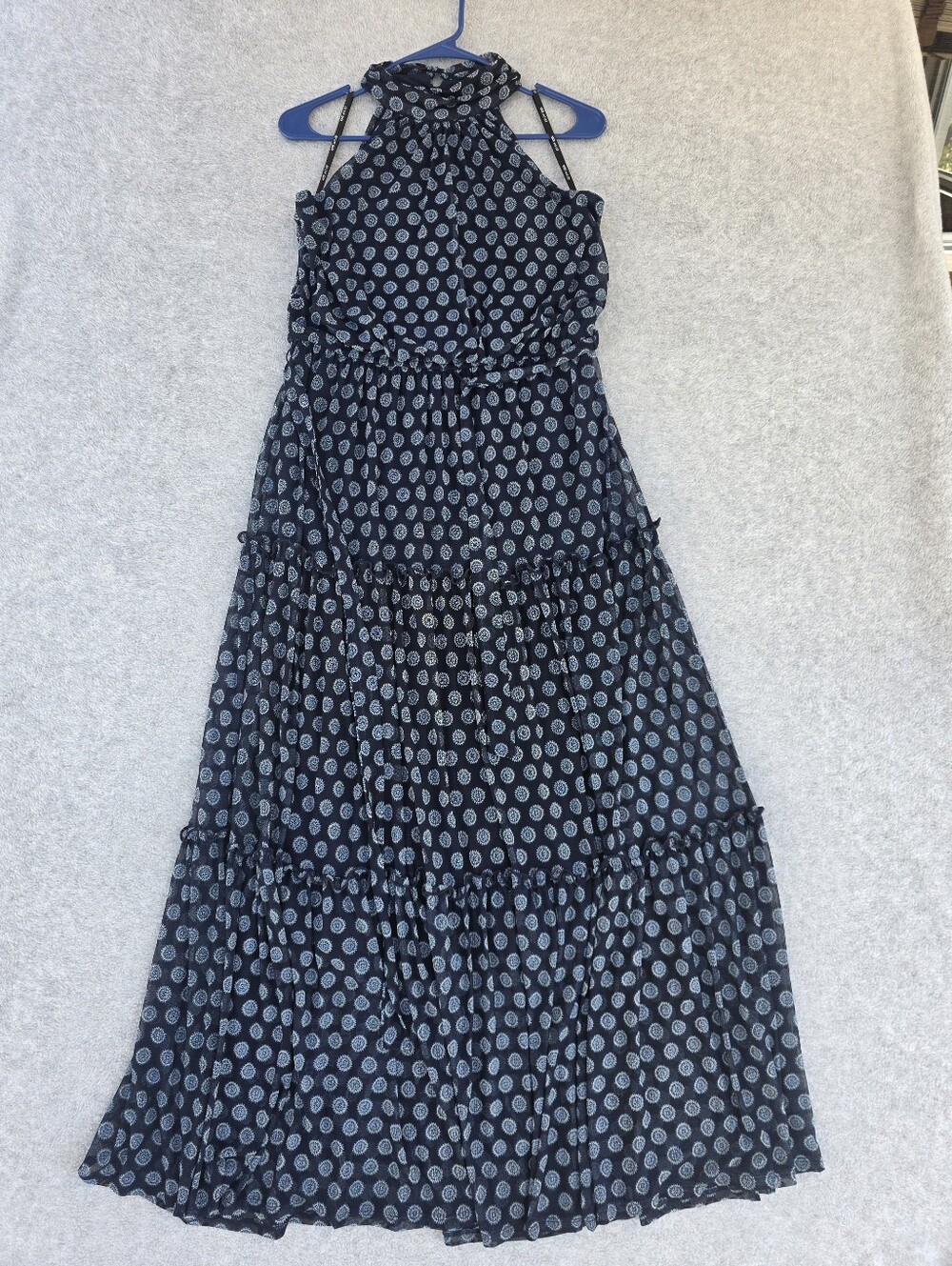 Kate And Lili Navy Halter Maxi Dress with Polka Dot Print Size10